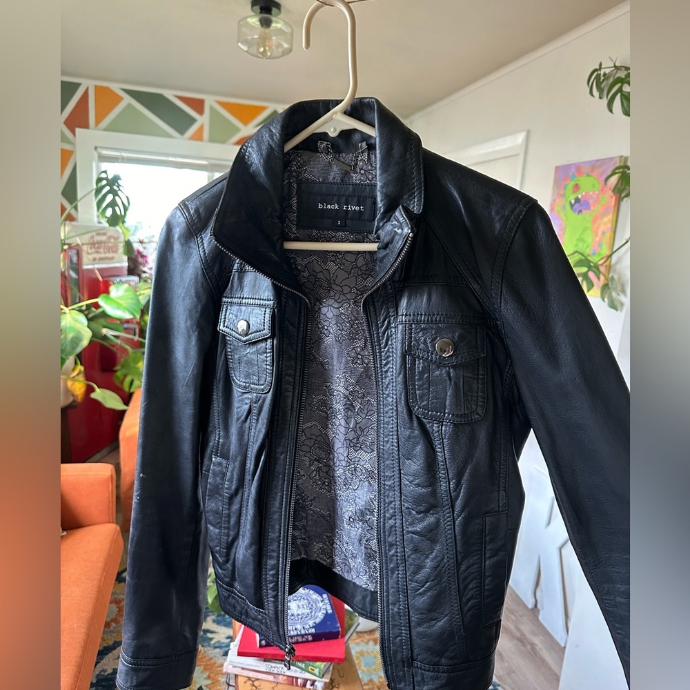 black rivet leather jacket